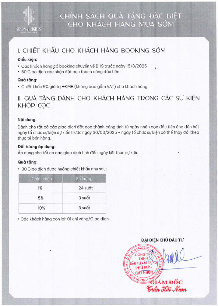 CHINH SACH BAN HANG SIMONA HEIGHTS