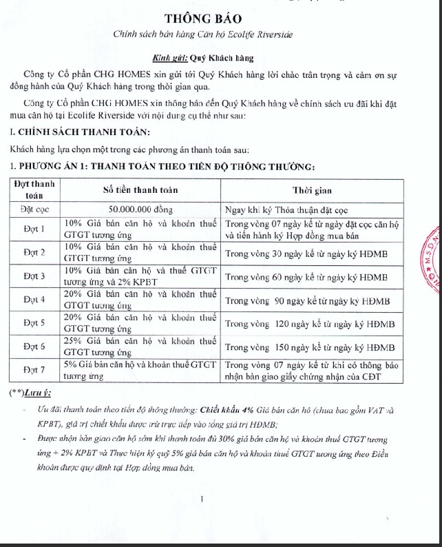 phuong thuc thanh toan ecolife